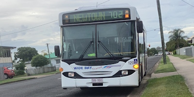 Wide Bay Transit Bus 120 on a route 702 Newtown loop